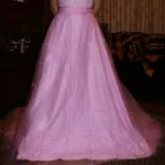 Новое свадебное платье со шлейфом (розовое)