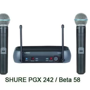 микрофон SHURE PGX242/BETA58A радиосистема 2 микрофона BETA 58.кейс.