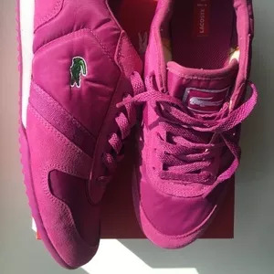 Кроссовки кеды новые lacoste 39 размер замша текстиль цвет розовый фукси подошва легкая обувь женска