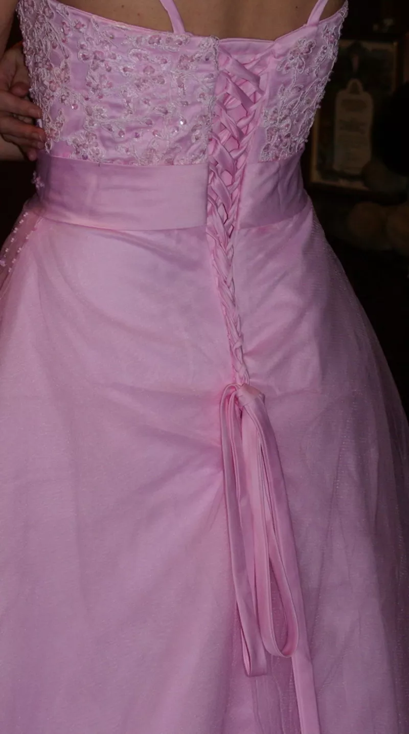 Новое свадебное платье со шлейфом (розовое) 5