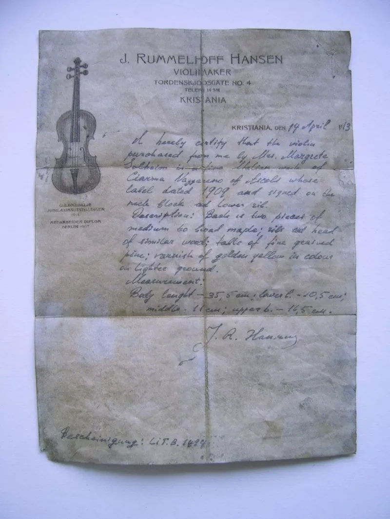 Продаю оригинальную итальянскую скрипку Ciarma Nazzareno 1909г.  5
