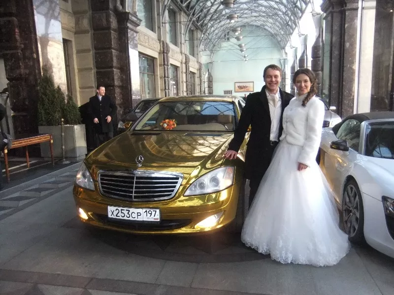 Заказ Золотого Мерседеса S-500 на свадьбу в Москве 4