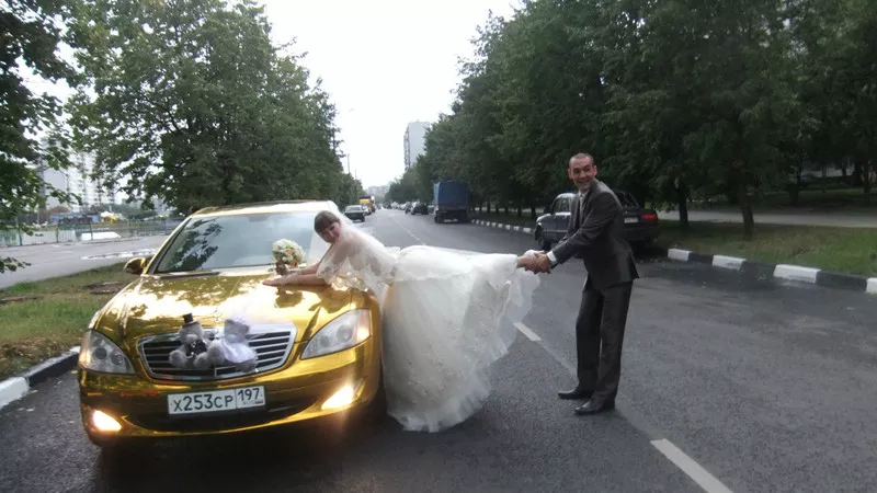Заказ Золотого Мерседеса S-500 на свадьбу в Москве 5