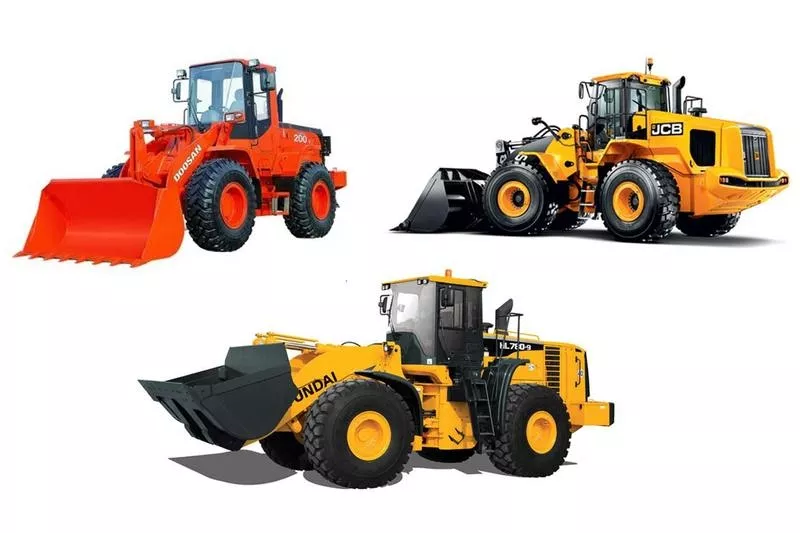 Экскаваторы и фронтальные погрузчики Doosan,  Hyundai,  JCB