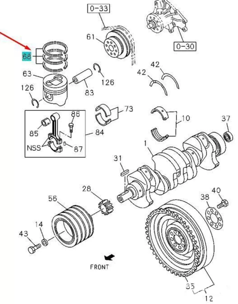 Кольца поршневые Isuzu NQR-71 (дв.4HG1-T) (на 4)