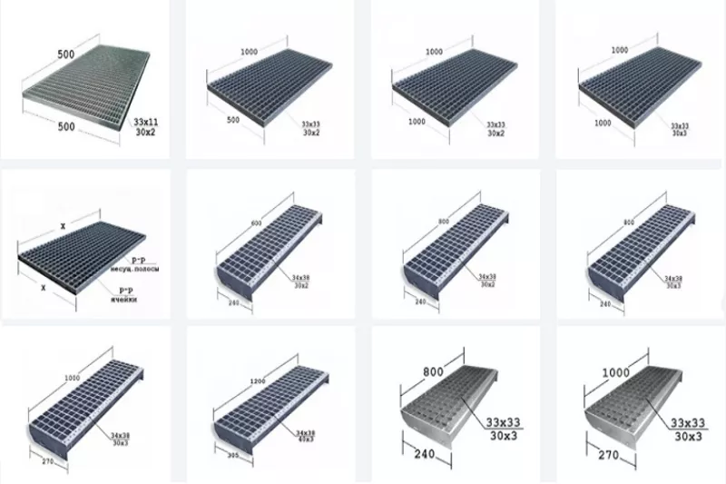 Металлические решетчатые настилы и ступени