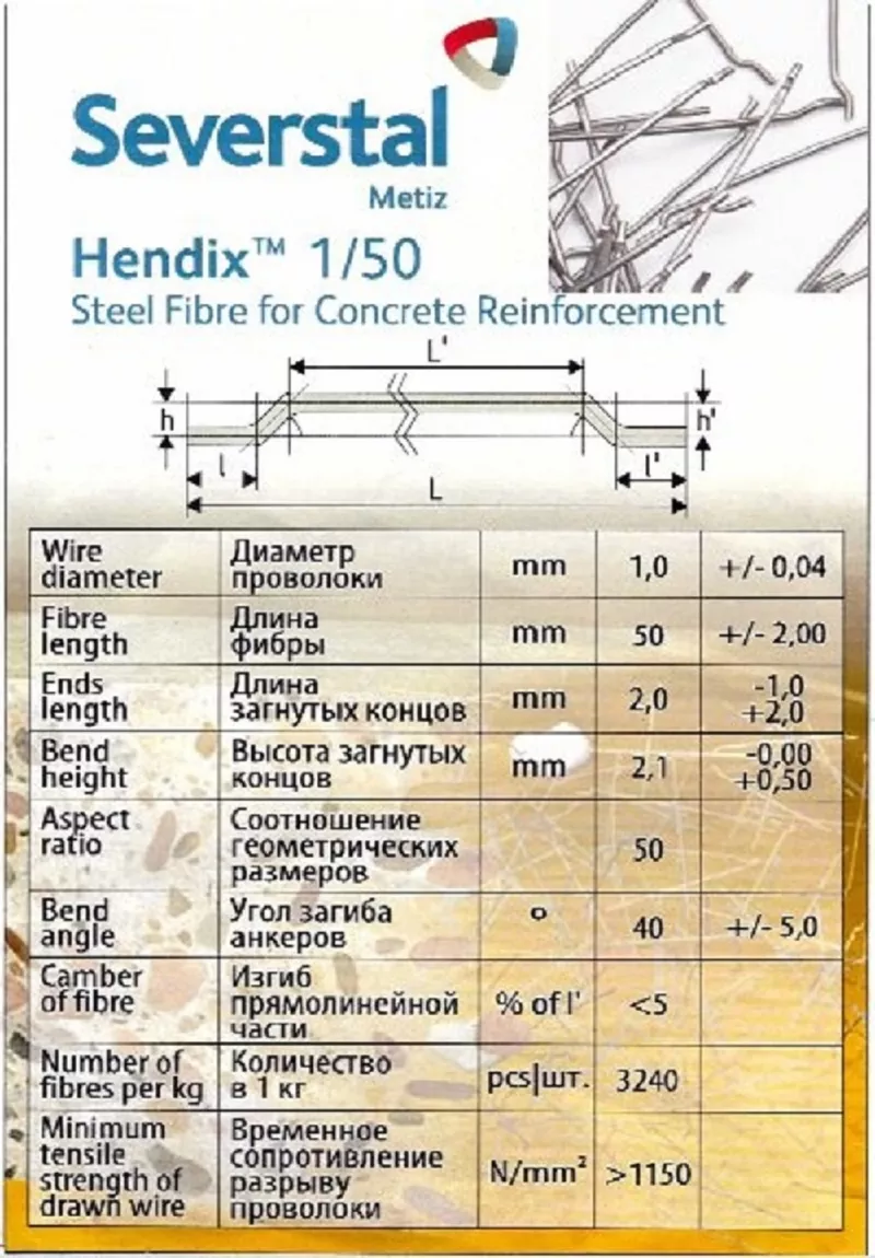 Hendix 1/50,  Hendix Prime. Фибра стальная анкерная,  проволочная