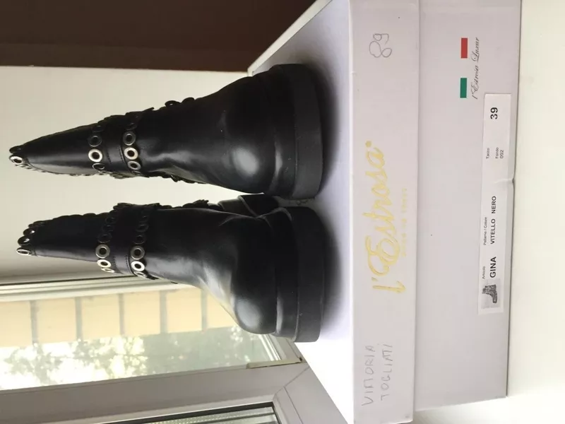 Ботинки новые lestrosa италия кожа 39 черные внутри кожаные осень весна демисезонные обувь женская 7