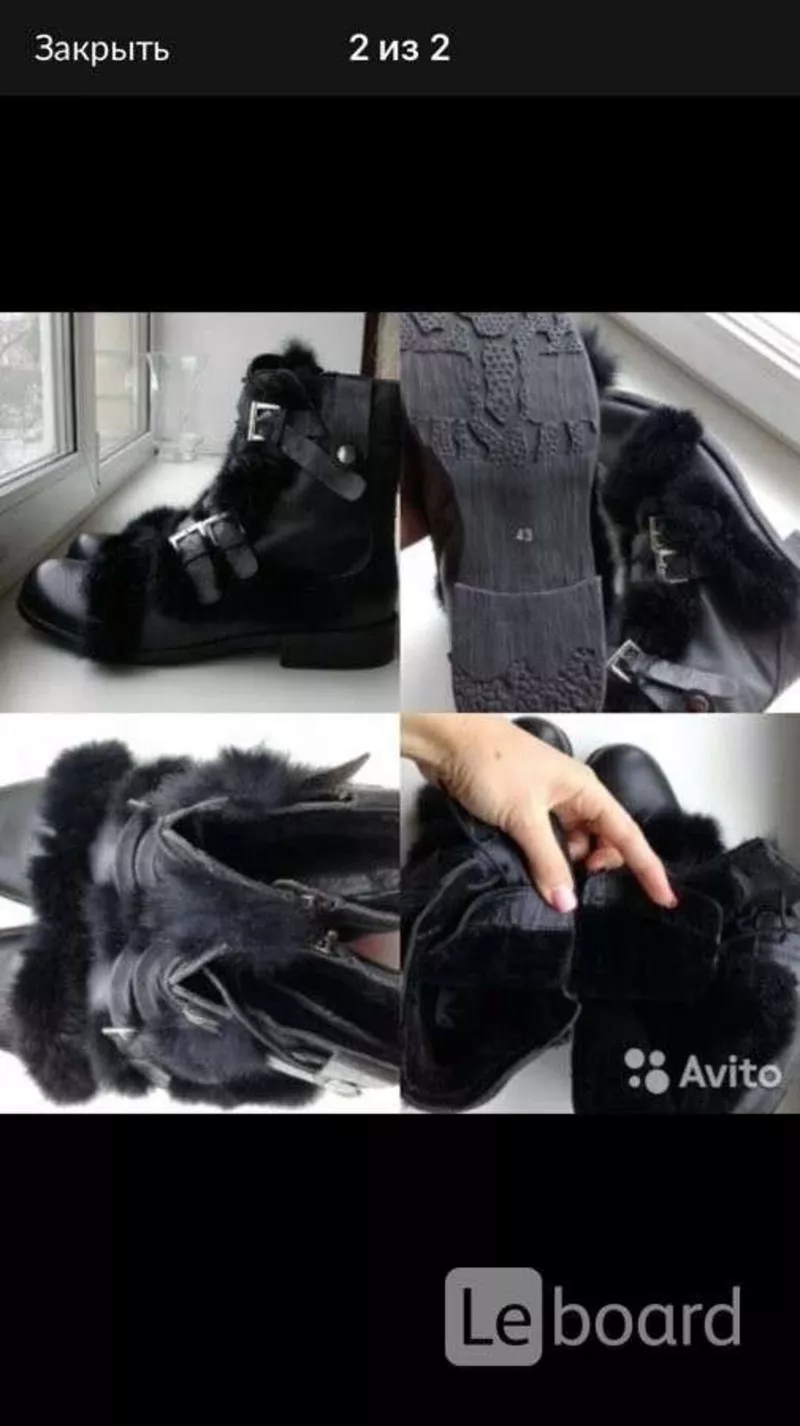 Ботинки новые мужские зима кожа черные 43 размер сапоги внутри овчина верх мех кролик принт дизайн д 2