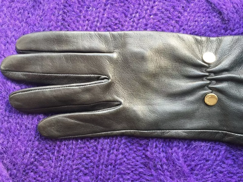 Перчатки новые versace италия кожа черные мех лиса песец двойной размер 7 7, 5 44 46 s m 7