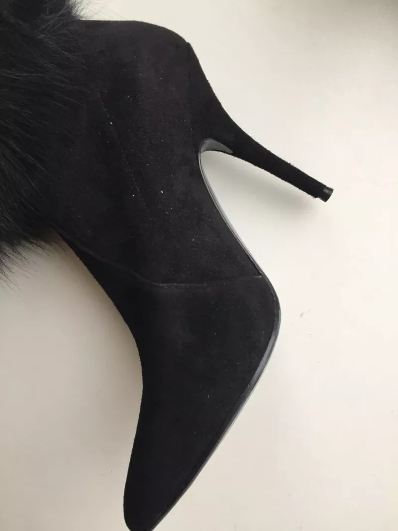 Сапоги чулки новые casadei италия 39 размер черные замша стретч обувь женская мех лиса двойной внутр 5