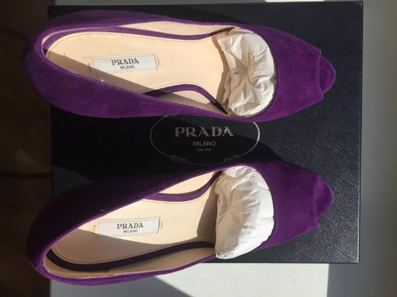 Туфли новые prada италия 39 размер замша сиреневые фиолетовые платформа 2 см каблук шпилька 11 см вн 3