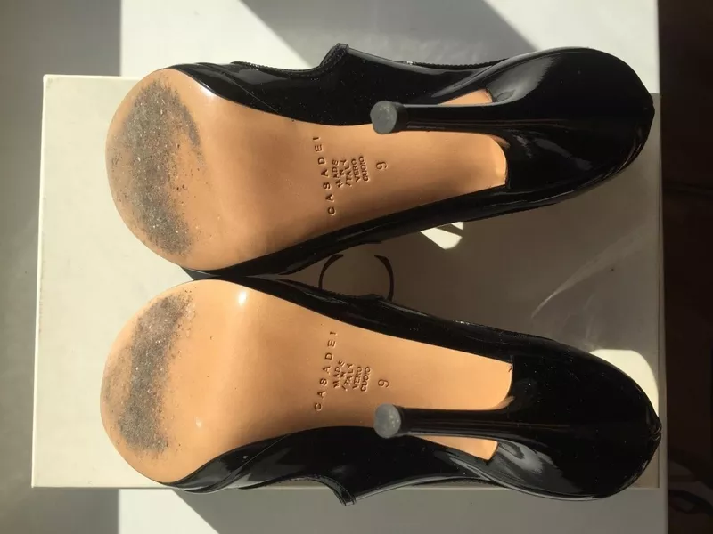 Босоножки туфли casadei италия 39 размер черные лак кожа платформа 1 см каблук шпилька 11 см одевали 4