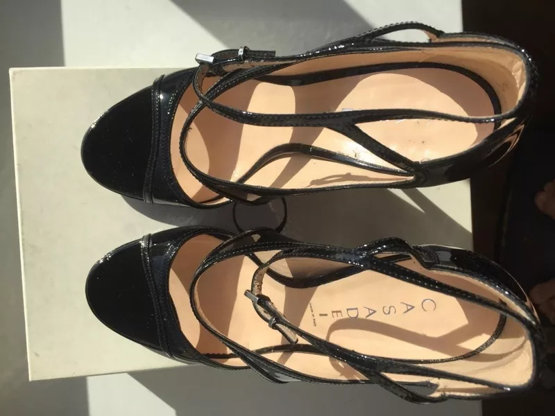 Босоножки туфли casadei италия 39 размер черные лак кожа платформа 1 см каблук шпилька 11 см одевали 3