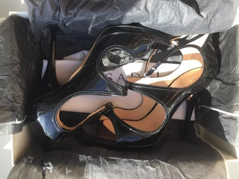 Босоножки туфли casadei италия 39 размер черные лак кожа платформа 1 см каблук шпилька 11 см одевали 5