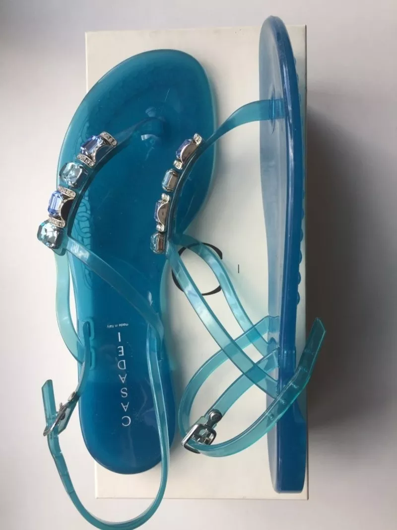 Сланцы сандалии новые casadei италия 39 размер голубые силикон стразы сваровски кристаллы swarovski 4