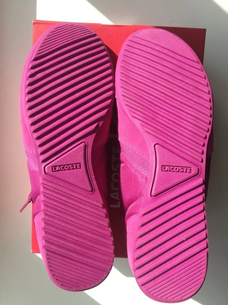Кроссовки кеды новые lacoste 39 размер замша текстиль цвет розовый фукси подошва легкая обувь женска 3