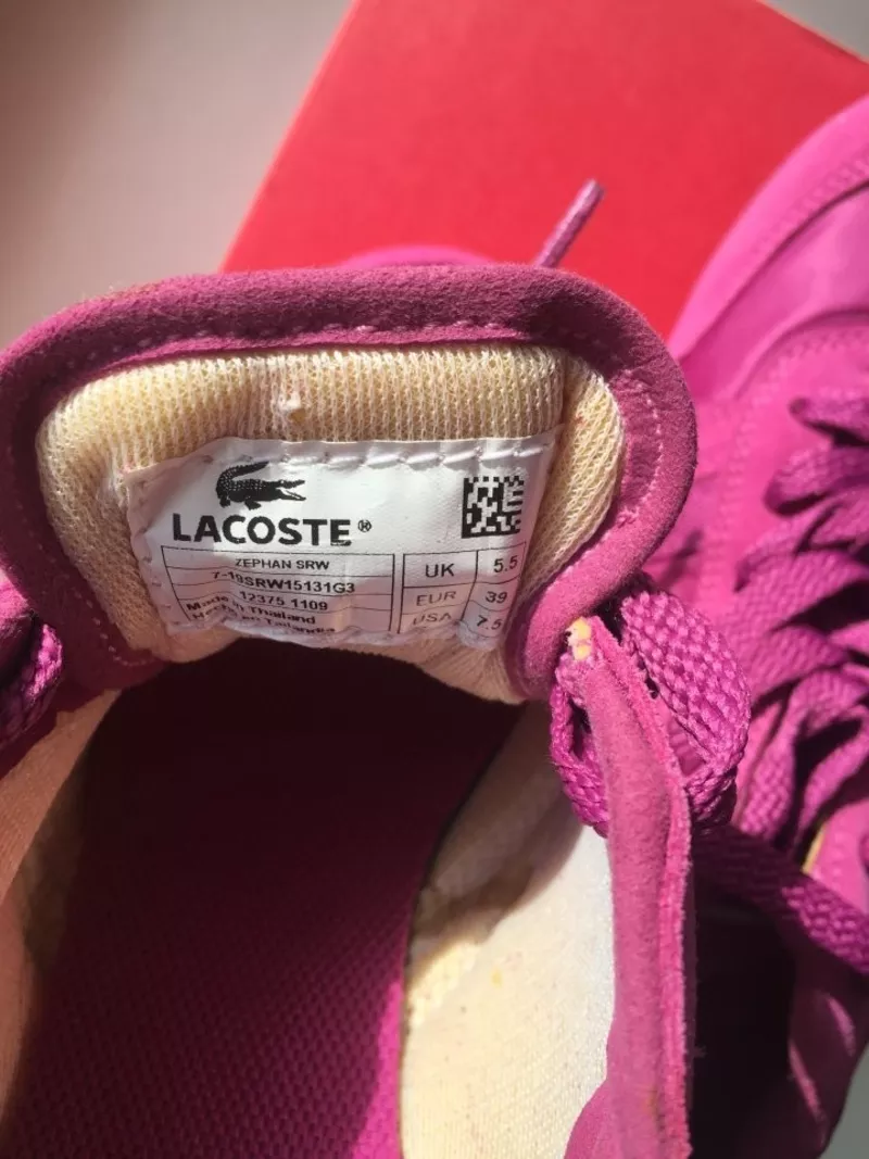 Кроссовки кеды новые lacoste 39 размер замша текстиль цвет розовый фукси подошва легкая обувь женска 4
