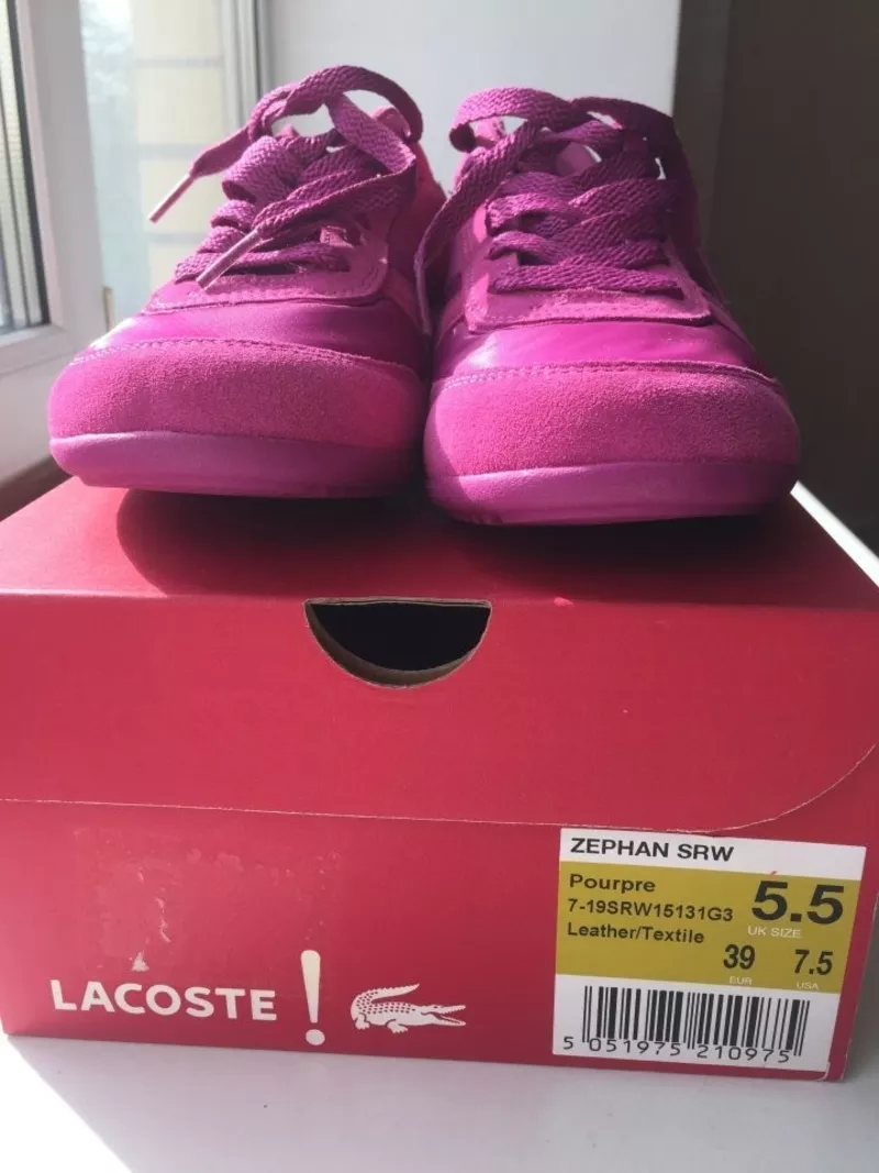 Кроссовки кеды новые lacoste 39 размер замша текстиль цвет розовый фукси подошва легкая обувь женска 5