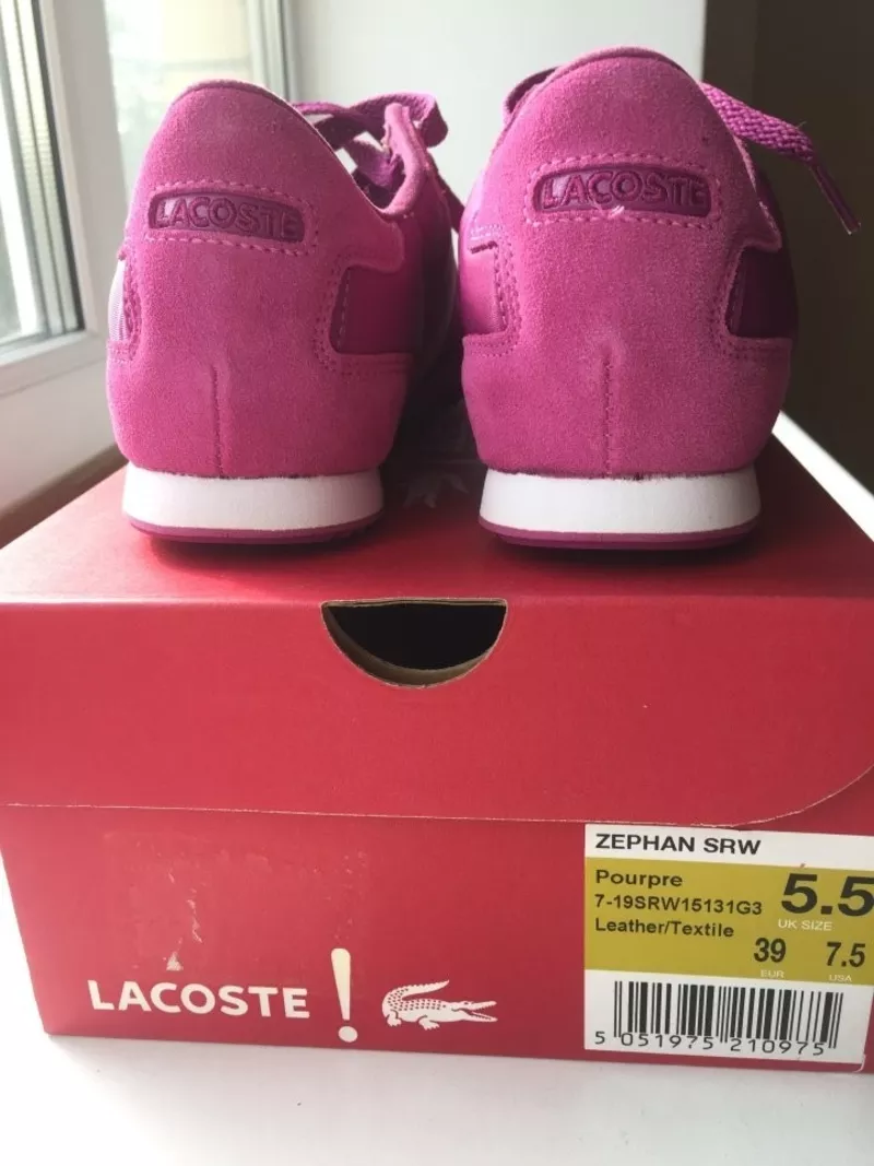 Кроссовки кеды новые lacoste 39 размер замша текстиль цвет розовый фукси подошва легкая обувь женска 6