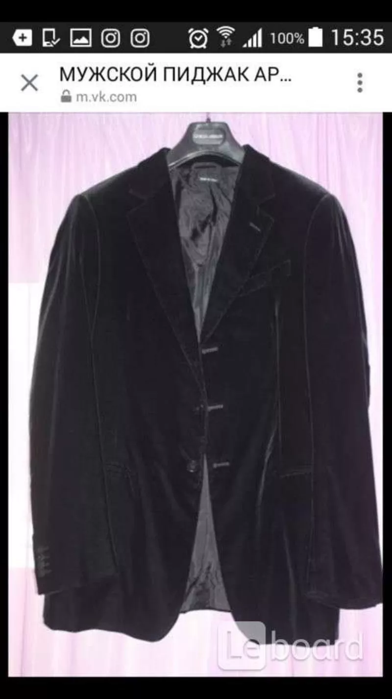Пиджак мужской armani 48 l черный велюр бархат чехол классика костюм вечерний нарядный мягкий на вых 2