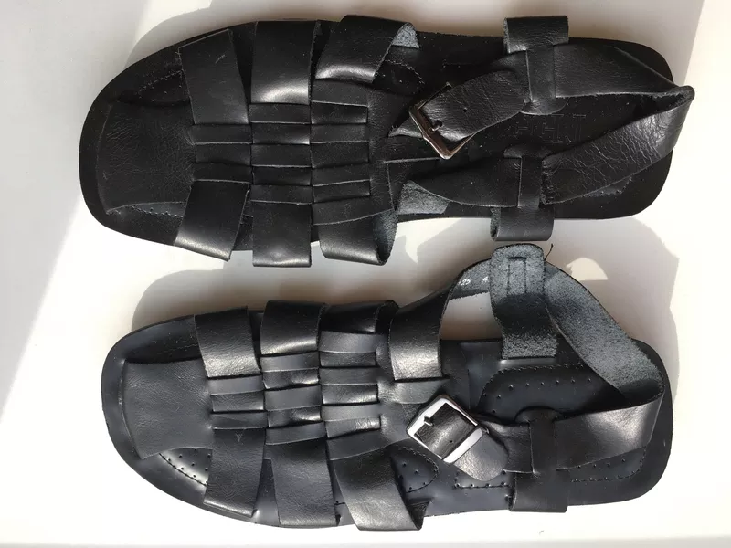 Сандалии новые мужские кожа черные 45 44 размер босоножки лето подошва прорезинена санадли обувь лет 3