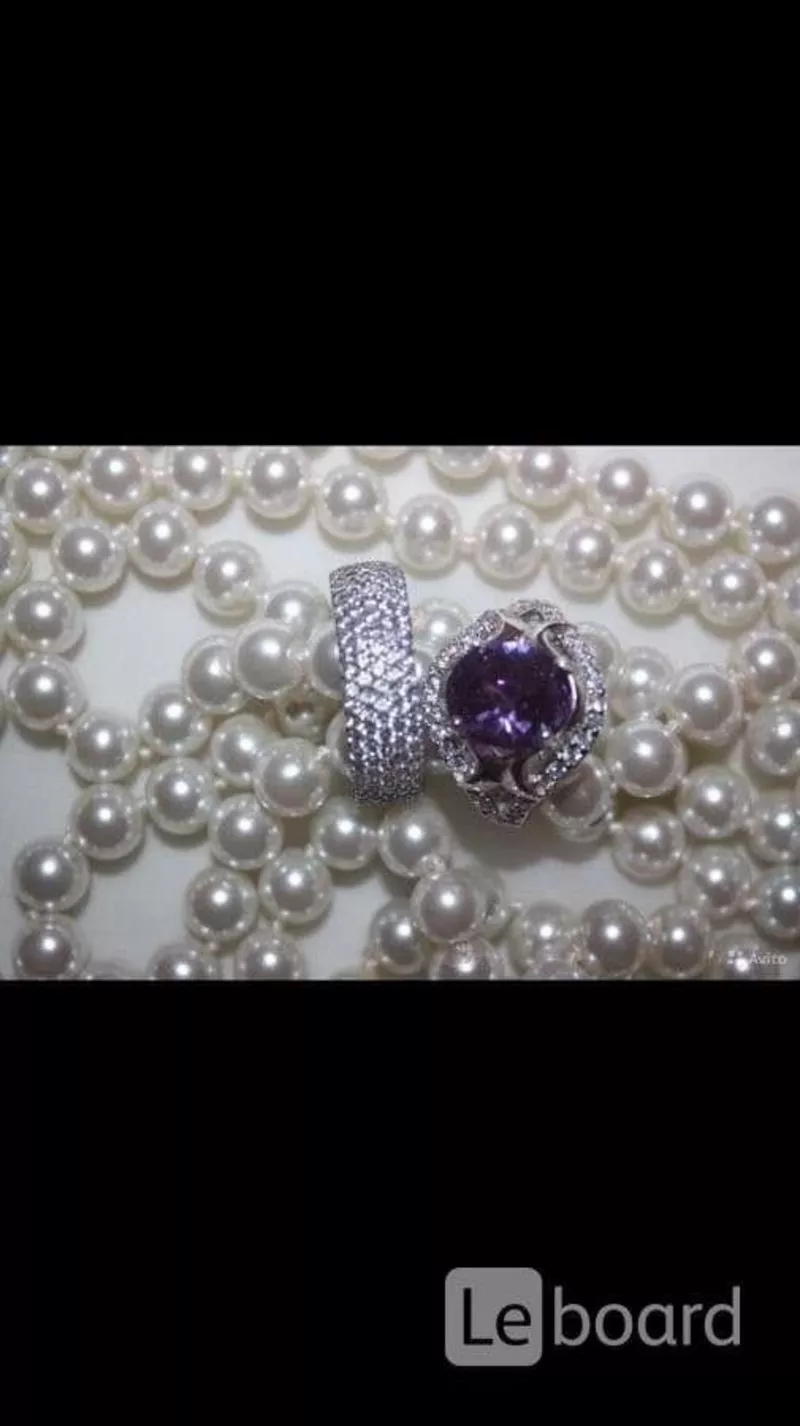 Кольцо новое серебро 19 размер камень аметист фиолетовый сиреневый камни сваровски swarovski кристал 2
