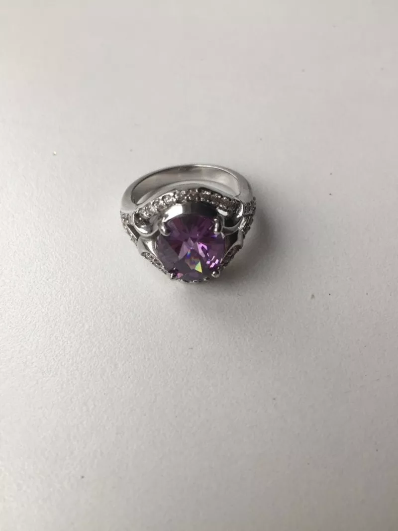 Кольцо новое серебро 19 размер камень аметист фиолетовый сиреневый камни сваровски swarovski кристал 6