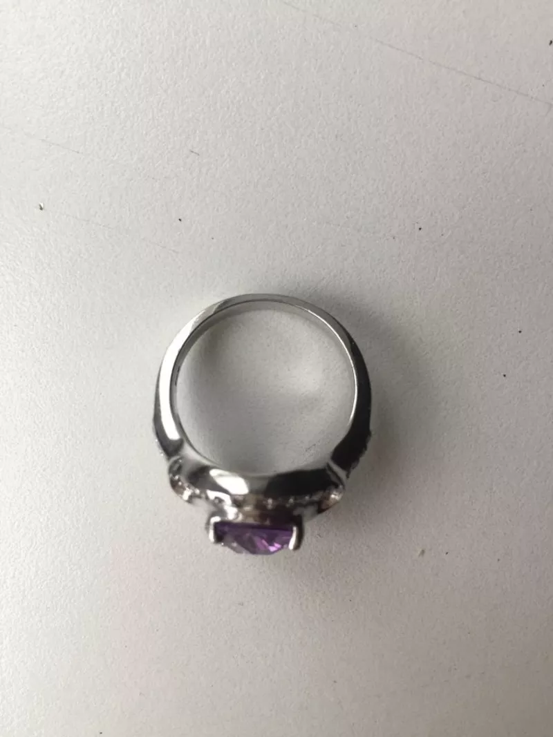 Кольцо новое серебро 19 размер камень аметист фиолетовый сиреневый камни сваровски swarovski кристал 7