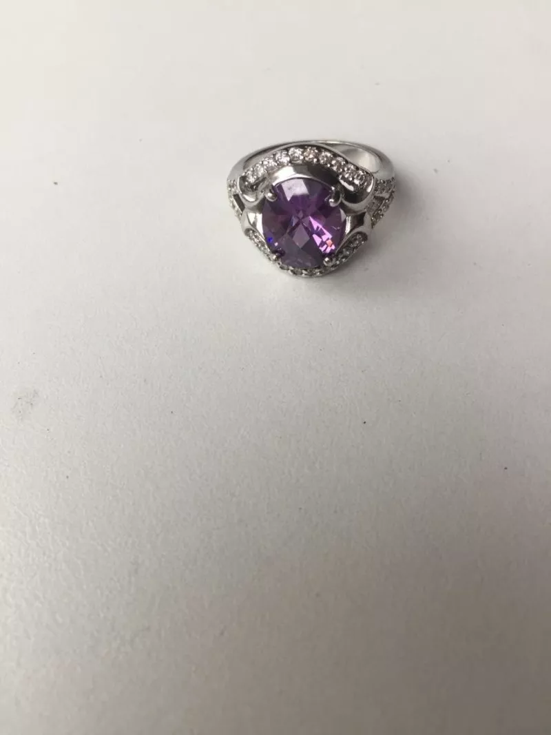 Кольцо новое серебро 19 размер камень аметист фиолетовый сиреневый камни сваровски swarovski кристал 8
