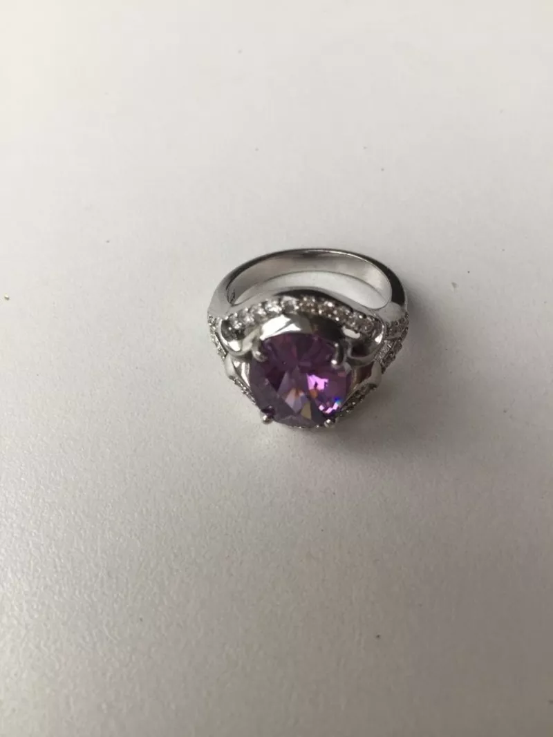 Кольцо новое серебро 19 размер камень аметист фиолетовый сиреневый камни сваровски swarovski кристал 9