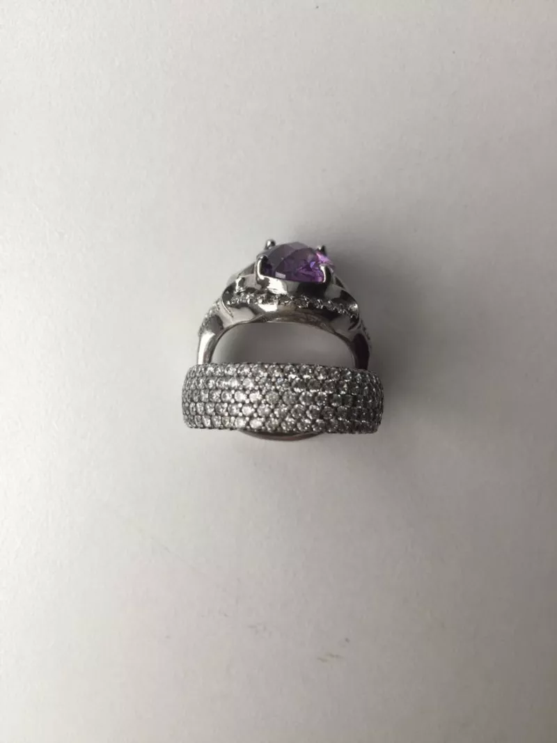 Кольцо новое серебро 19 размер камень аметист фиолетовый сиреневый камни сваровски swarovski кристал 10