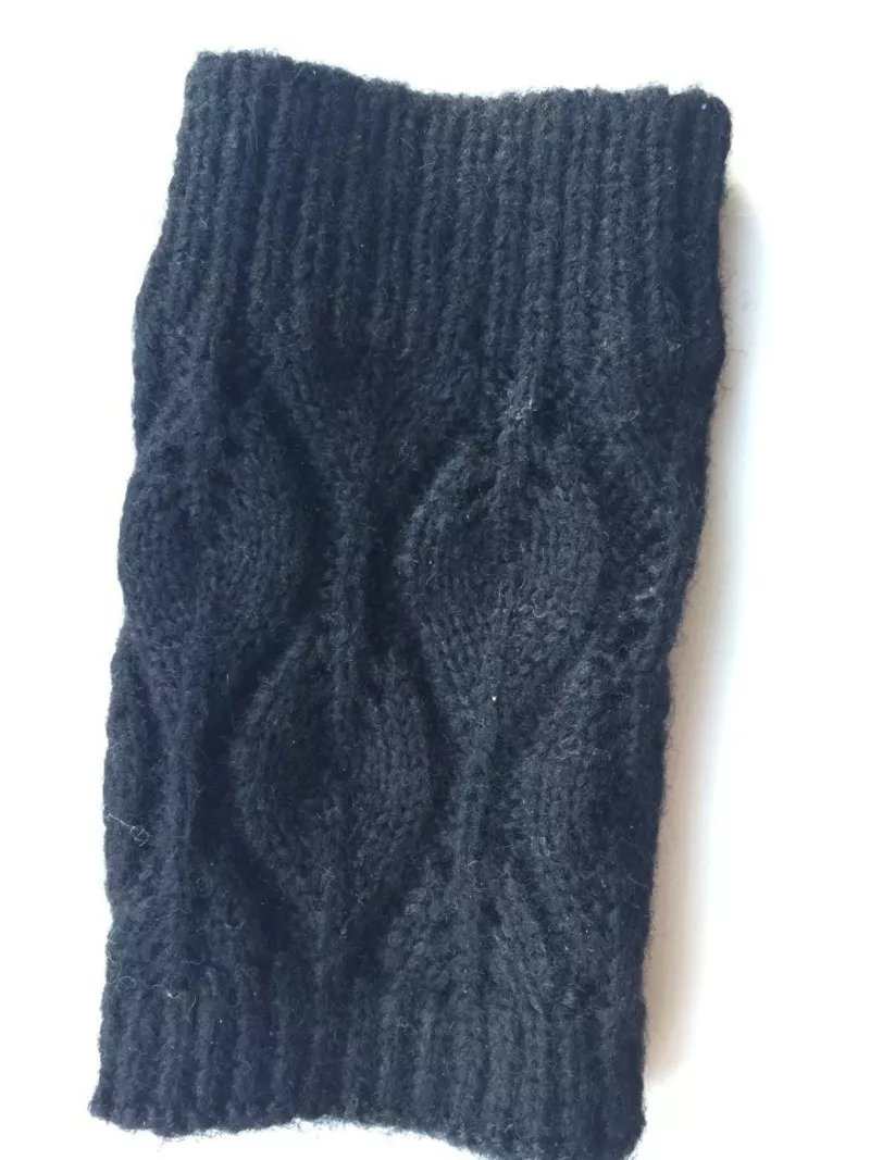 Перчатки новые 44 46 черные теплые верх съемный вязаные аксессуары начес митенки женские зимние 5
