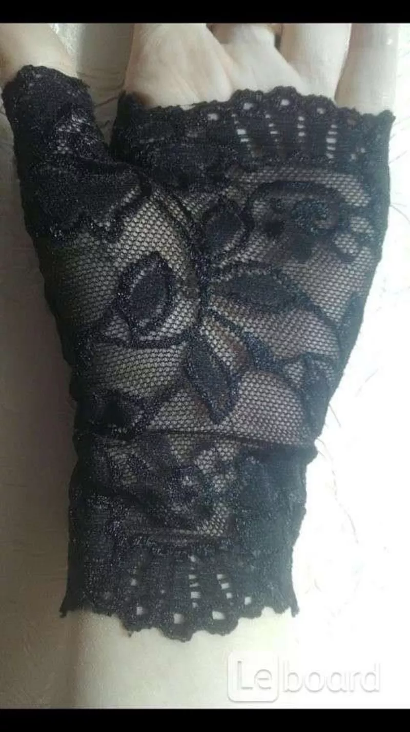Перчатки митенки кружева чёрные стретч гипюр без пальцев женские аксессуары мода стиль размер 42 44 6
