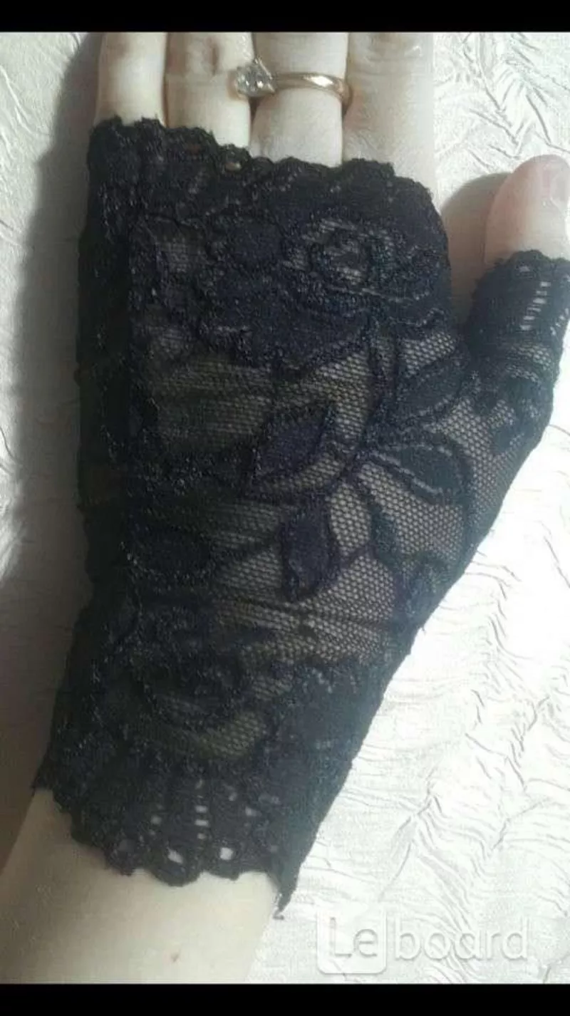 Перчатки митенки кружева чёрные стретч гипюр без пальцев женские аксессуары мода стиль размер 42 44 5