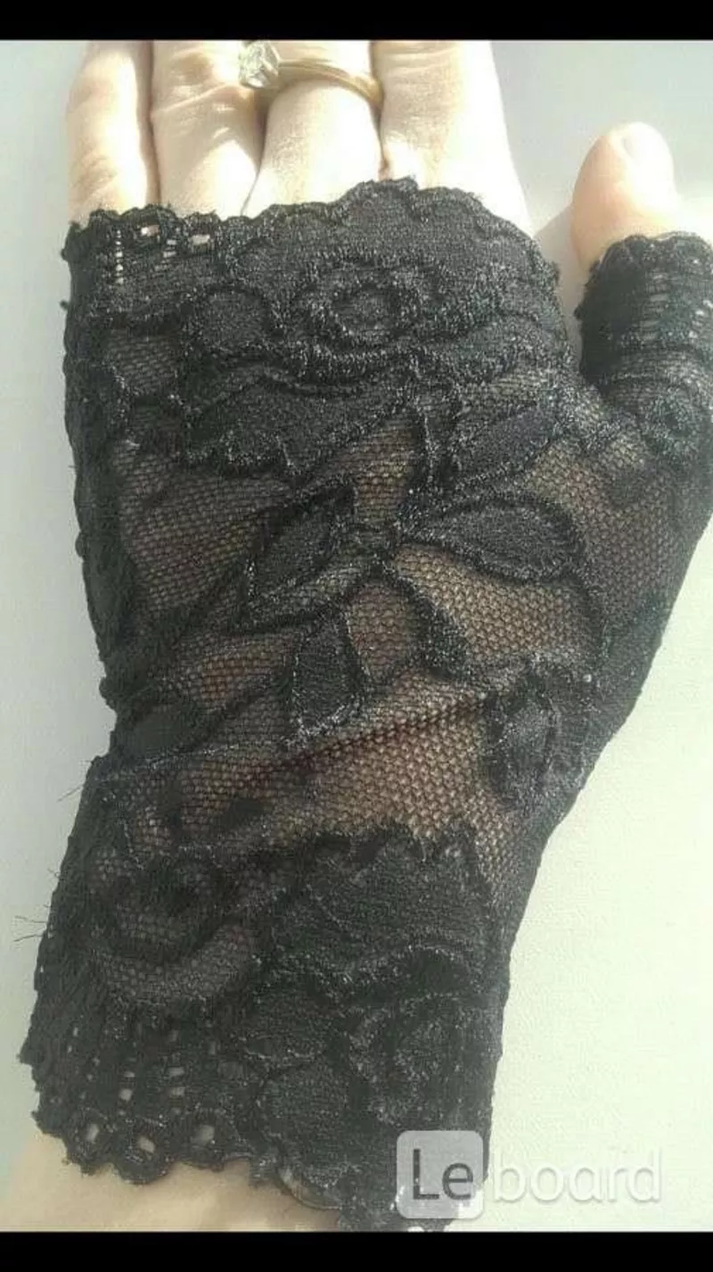 Перчатки митенки кружева чёрные стретч гипюр без пальцев женские аксессуары мода стиль размер 42 44 7
