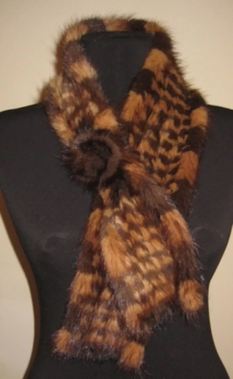 Подарок на новый год шарф и варежки из норки вязаной! распродажа!!!